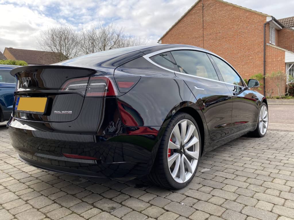 Tesla Model 3 with a ceramic coating applied